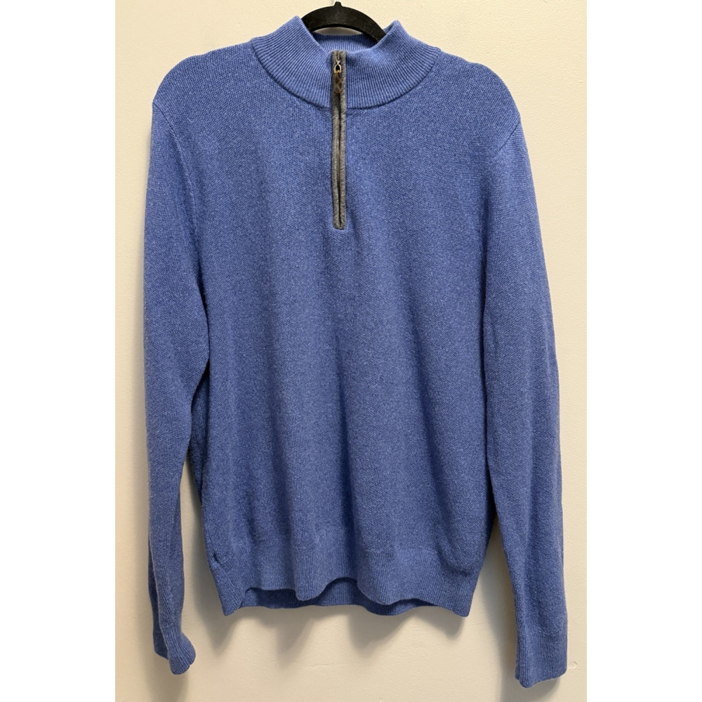 David Donahue Sweater 1/4 Zip Men’s Size Large Blue 100%‎ Merino Wool